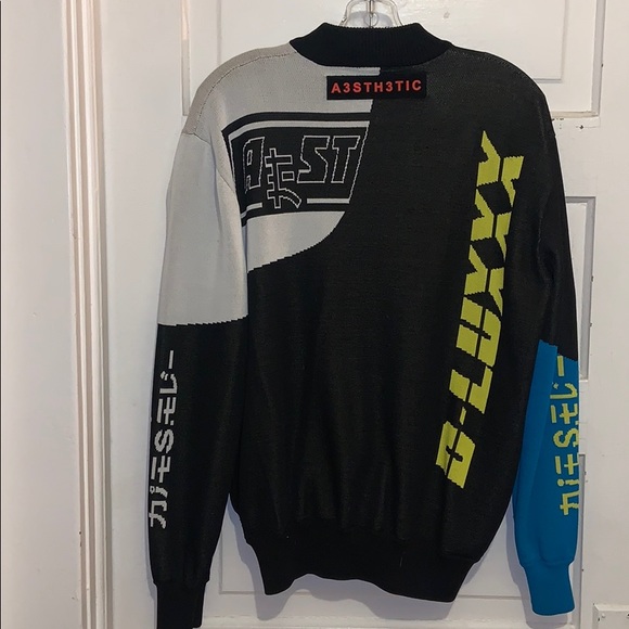 Diesel Zip Up Graphic Knit Sweater sz L - Picture 3 of 5